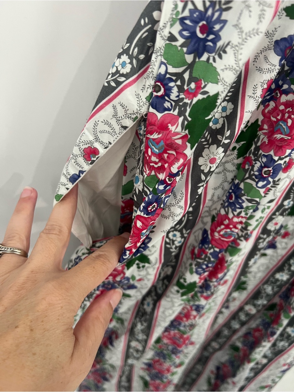 Modcloth White Maxi Dress with Pink & Green Floral Stripes - Picture 9 of 16